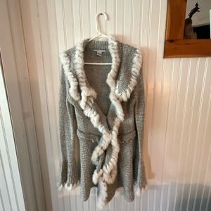 Tempo Paris Cardigan with Rabbit fur accents (S/M)